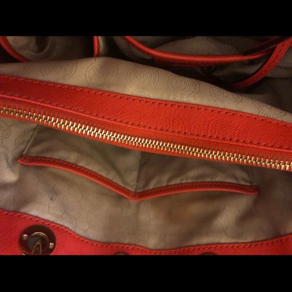 SOLD! Michael Kors Saffiano Red Leather Satchel - Picture 6 of 8